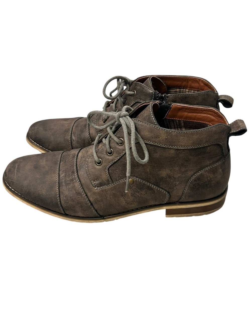 Ferro Aldo Men's Brown Gray‎ Tone Cap Toe Lace-Up Casual Dress Chukka Boots 12